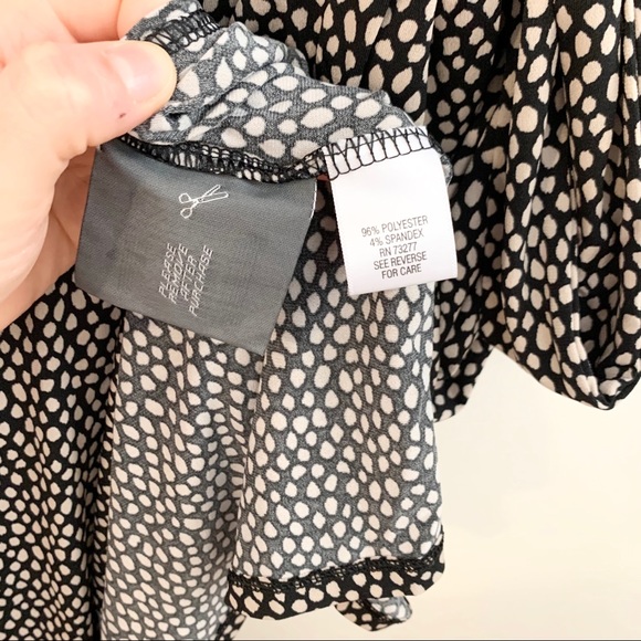 🌸DANA BUCHMAN Faux Wrap Brown and Black Dot Dress - Picture 5 of 6